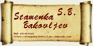 Stamenka Bakovljev vizit kartica